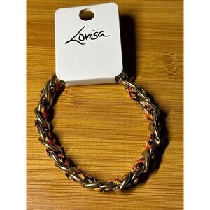 Lovisa Gold Chain Braided Cord Bracelet Orange Black Boho Style New with Tags